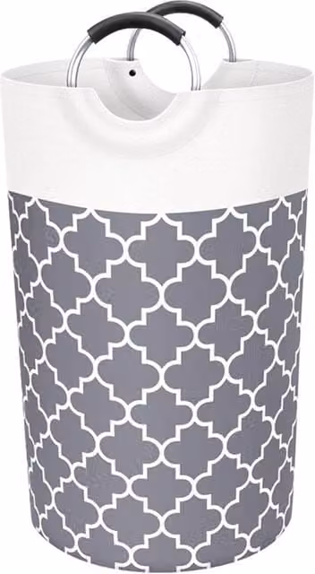Nordara Grey Collapsible Fabric Laundry Hamper Bag with Handles, 82L – 1