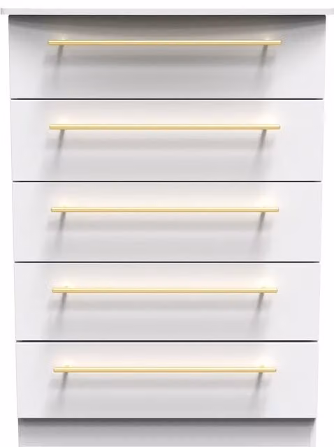Helmsley 5 Drawer Chest in White and Gold, Ready Assembled – 1