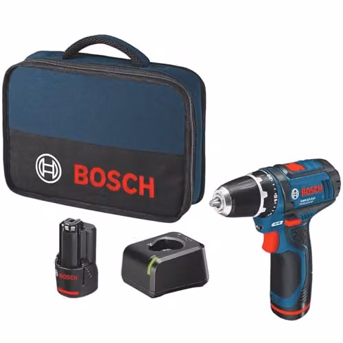 Bosch GSB 12 V-15 12V Cordless Combi Drill with 2 x 2Ah Li-ion Rechargeable Batteries in Red, Black and Blue – 6