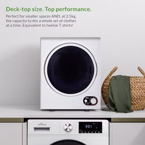 Willow WTD25 2.5kg Freestanding Vented Compact Tumble Dryer, White – 2