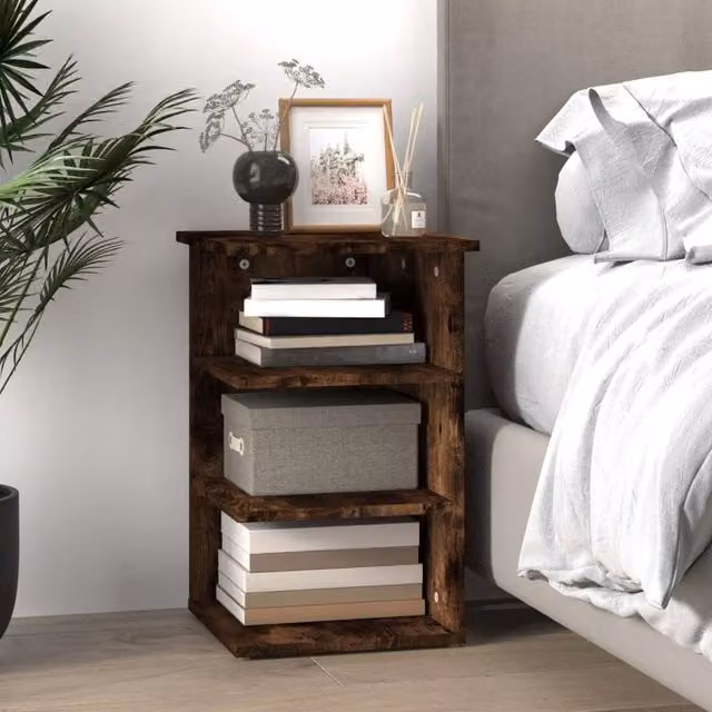 Berkfield Home Smoked Oak Side Cabinet in Brown, W/D/H: 35 x 35 x 55 cm