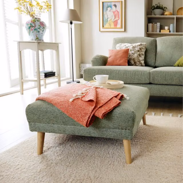 Abakus Direct Harper Footstool in Smart Chenille - Pickle Green