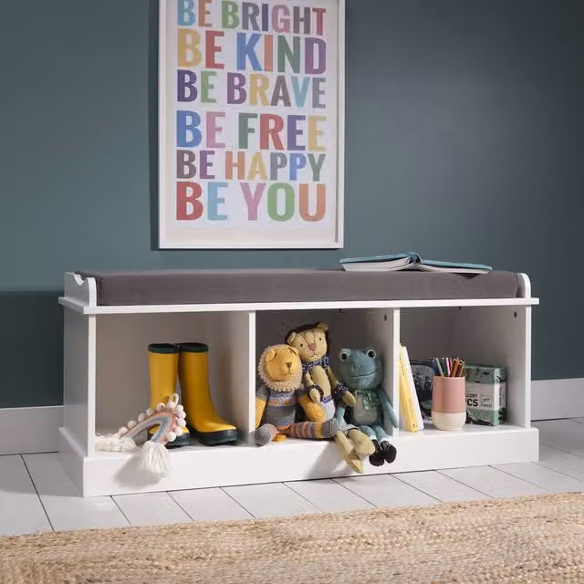 Nöa and Nani Stockholm Storage Bench with 3 Storage Cubes in White