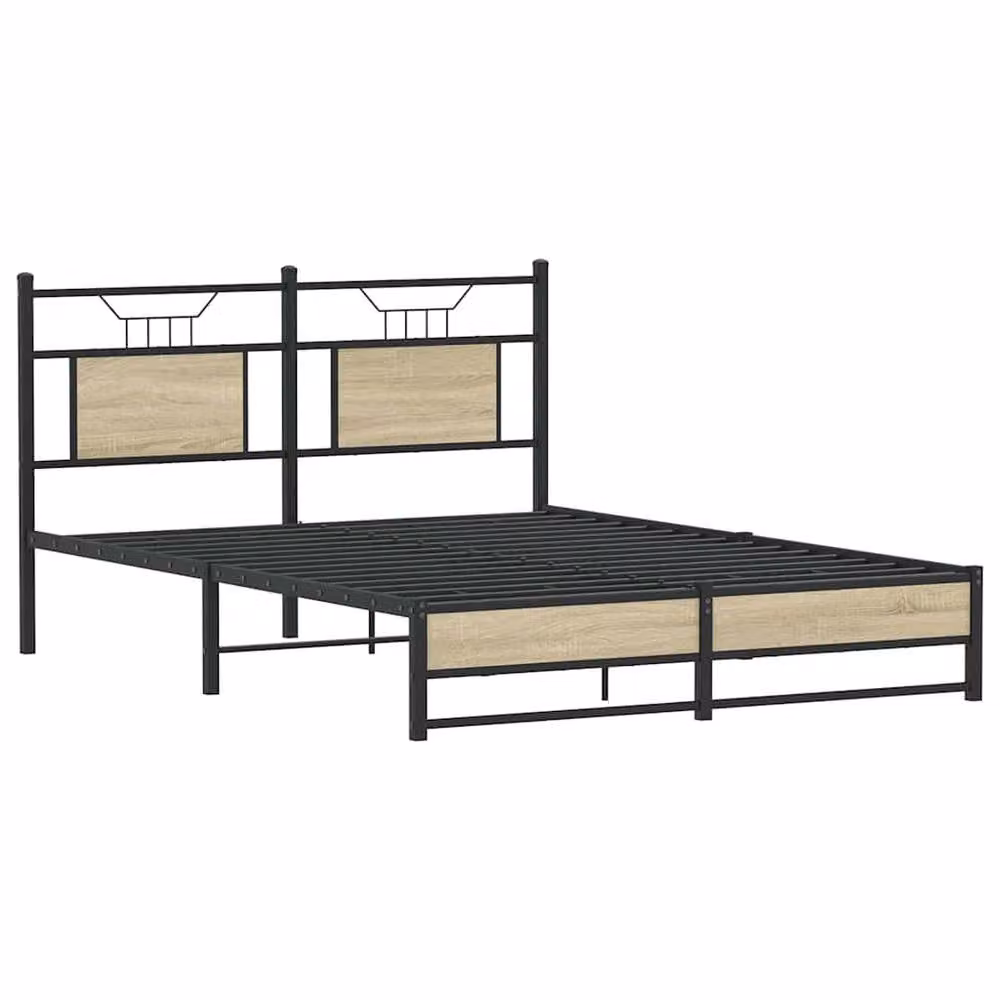 Berkfield Home Sonoma Oak King Size Bed Frame in Light Oak, W/D/H: 150 x 200 cm – 2