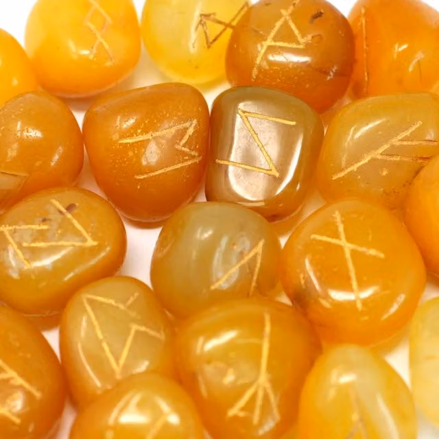 KDMK Onyx Rune Stone Set in Pouch, Yellow