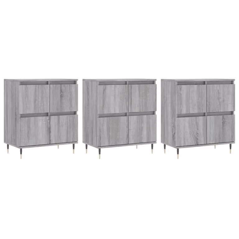 Berkfield Home 3-Piece Sideboard Set in Grey Sonoma Matt MDF