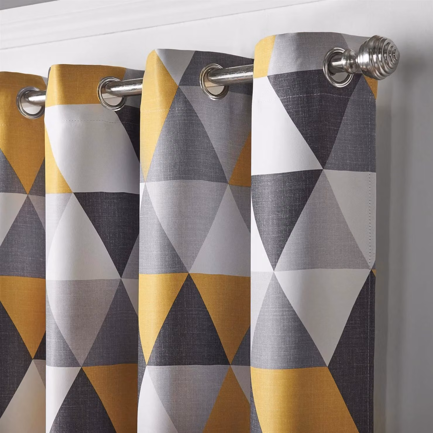 Luxury Living Yellow Graphic Eyelet Room Darkening Thermal Insulating Curtains, Width: 168 cm, Drop: 229 cm – 3