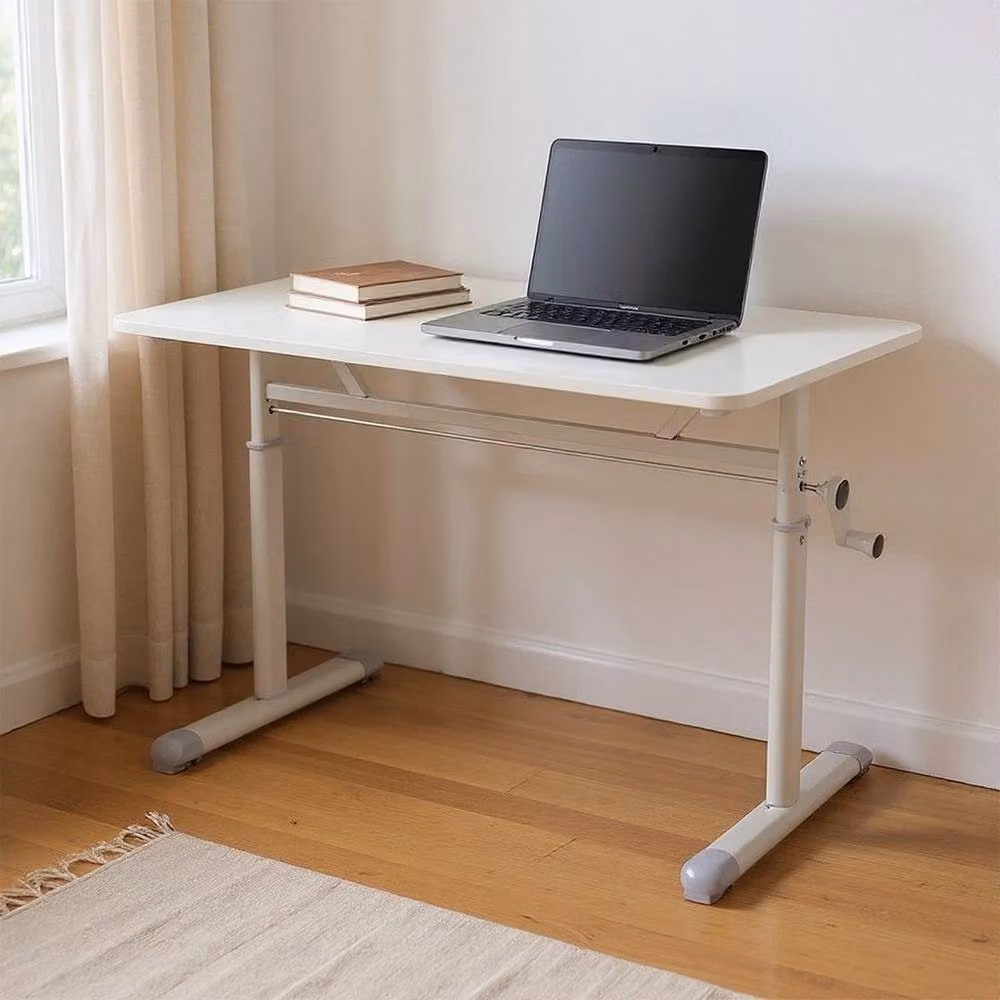 EONLION Height Adjustable Standing Desk in White with Manual Crank, W/D/H: 100 x 80 x 60 cm – 3