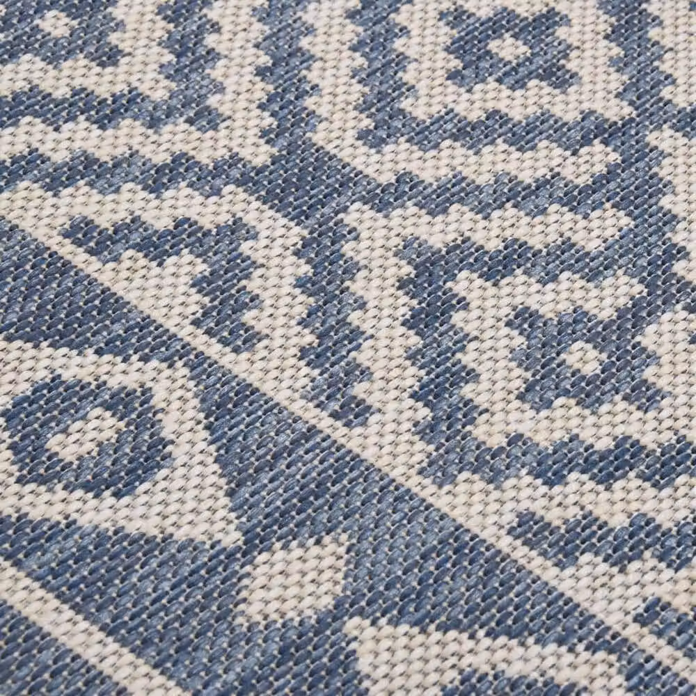 Berkfield Home Blue Striped Outdoor Flatweave Round Rug, Diameter: 100 cm – 2