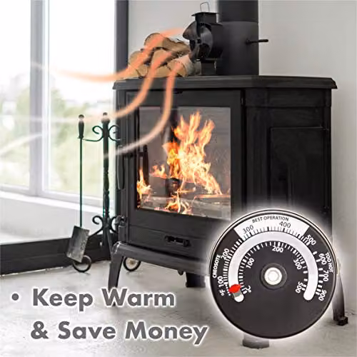 St Helens Prem-i-air Heat Powered 3 Blade Stove Fan and Magnetic Thermometer in Black – 4