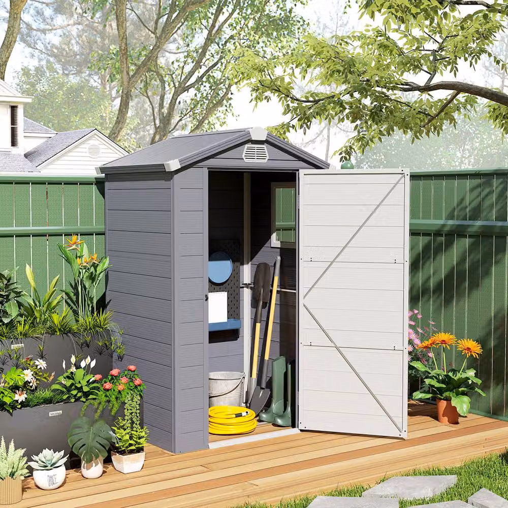 Rolipo Grey Plastic Garden Shed with Aluminium Frame – 4