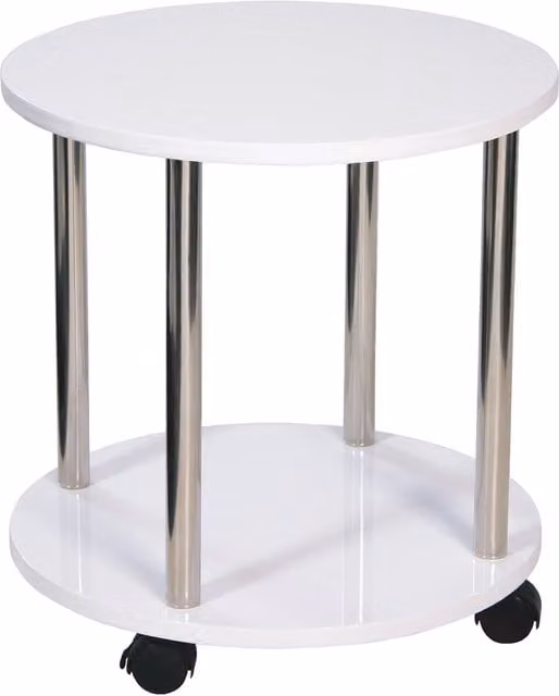 Spot On Dealz Modern Round Small Side Table in White Glossy MDF and Metal