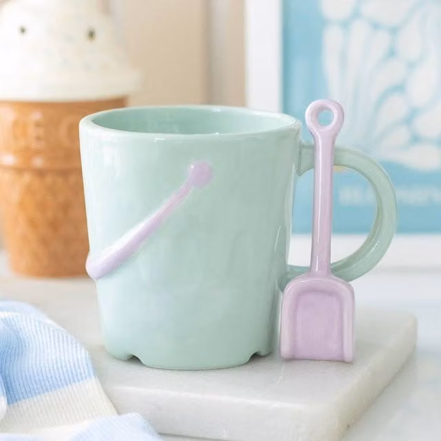 Uniqueful Green Ceramic Bucket Mug for Adults, 350 ml