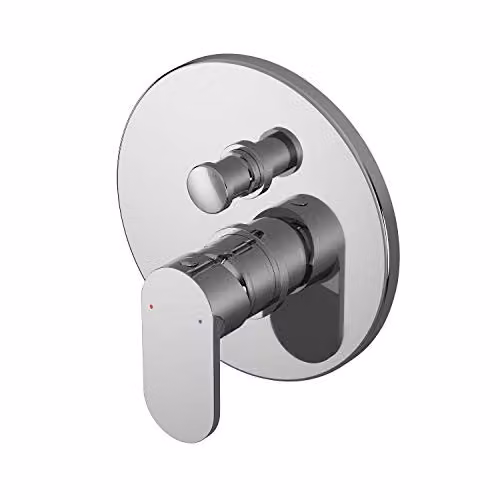 nuie BINMV12 Binsey Modern Round Concealed Manual Shower Valve with Diverter and Single Lever Handle, Chrome