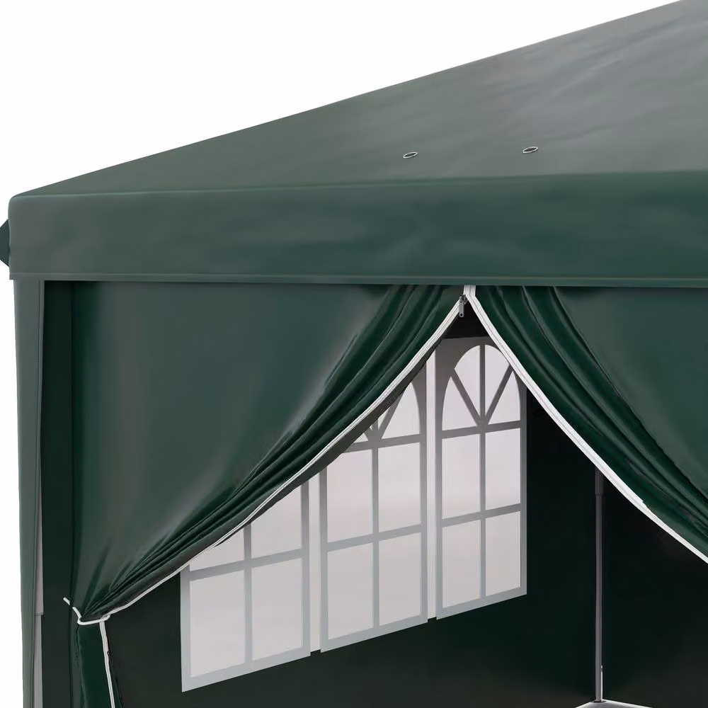 Outsunny Green Pop-Up Gazebo with Windows and Steel Frame, W: 300 cm, D: 300 cm, H: 270 cm – 8