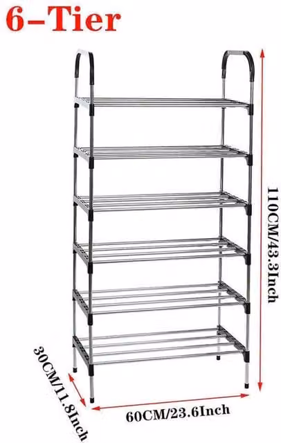 FORGEVIO 6-Layer Portable Black Shoe Rack Stand