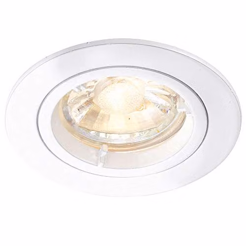 Loops Fixed Round Recess Ceiling Downlight in White with GU10 Lamp Holder Fitting