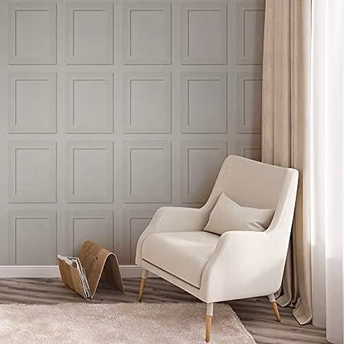 Anaglypta Edwardian Square Panel Paintable Luxury Vinyl Wallpaper in White RD8245