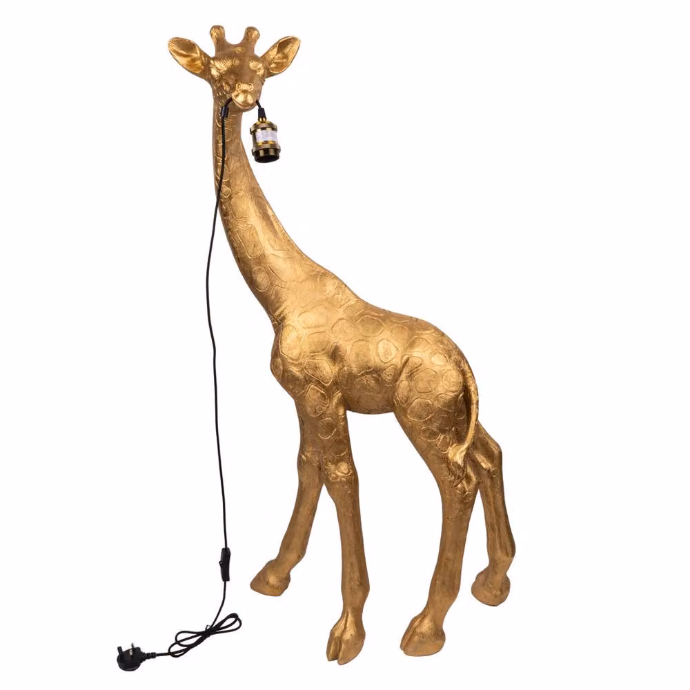 Madison & Mayfair Giraffe Gold Floor Lamp in Gold and White with Glass Detail, H 119 cm x W 34 cm x D 34 cm – 2