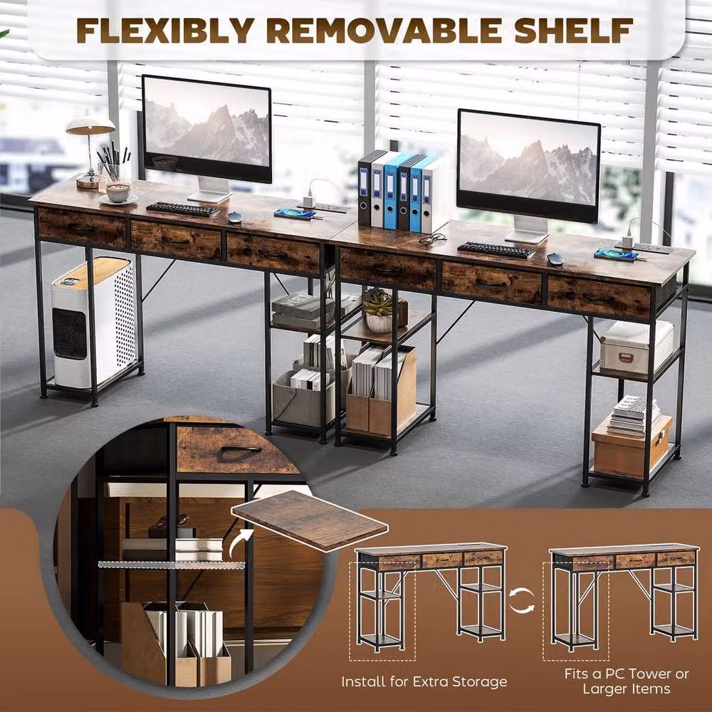 KORVIXA White and Rustic Brown Computer Desk with Wood Finish – 5