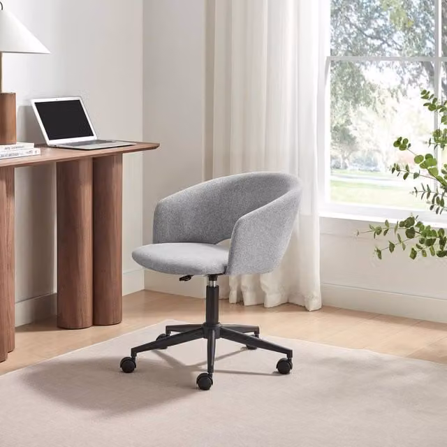 FurnitureboxUK Delaney Grey Fabric Swivel Task Office Chair – 1