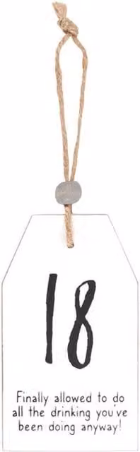 KDMK 18th Milestone Birthday Hanging Wood Wall Plaque, White