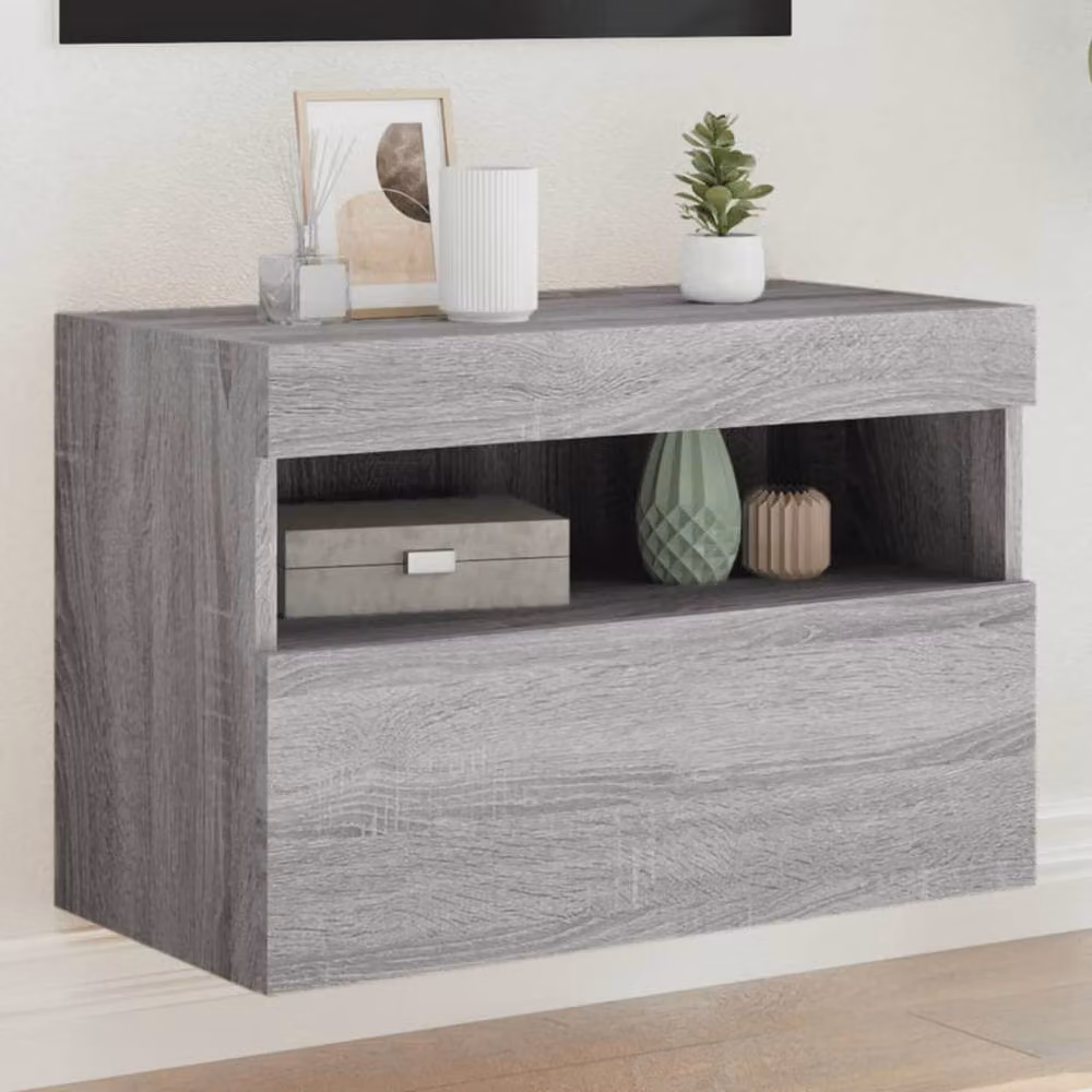 Berkfield Home TV Wall Cabinet with LED Lights in Grey Sonoma, W/D/H: 60 x 30 x 40 cm – 2