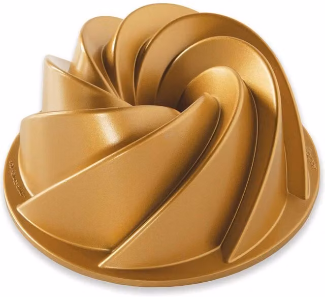 Nordic Ware Heritage 6-Cup Bundt Tin, Gold Aluminium Cake Mould, W/D/H: 20.32 x 20.32 x 6.35 cm – 1