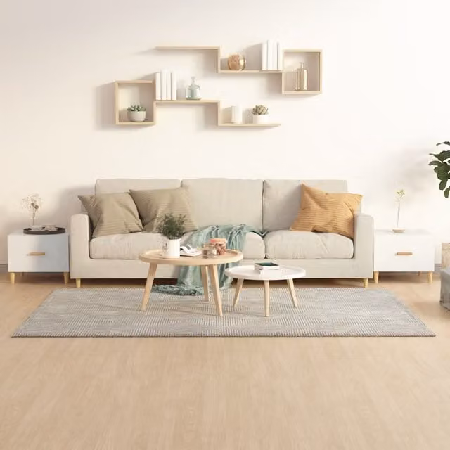 Berkfield Home Set of 2 White Square Coffee Tables, W/D/H: 50 x 50 x 40 cm