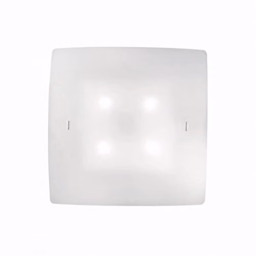 Ideal Lux Celine PL4 White Glass and Metal Square Ceiling Light with E27 Socket