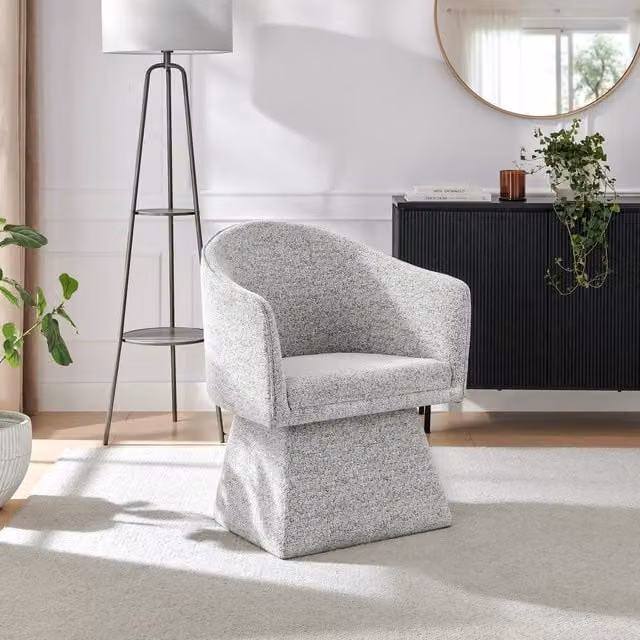 FurnitureboxUK Vera Grey Fabric Tub Accent Chair with Armrests – 1