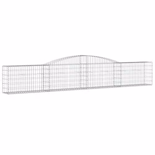 vidaXL 8-piece Arched Gabion Baskets in Silver Galvanised Steel, W/D/H: 400 x 30 x 60/80 cm