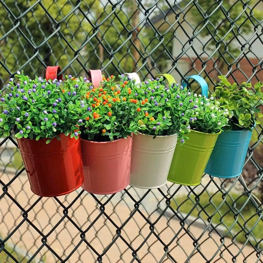 SPETLEK Metal Hanging Planter Bucket in Multicolour for Ornamental and Indoor Plants – 3