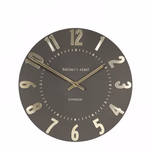 Thomas Kent Mulberry Espresso Small Round Analog Wall Clock in Beige, Diameter: 30 cm – 1
