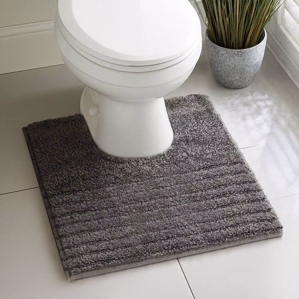 Velosso Linear Microfibre Bath and Pedestal Mat in Charcoal Grey, Small, Non-Slip – 2