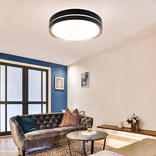 Netlighting Manni LED Semi Ceiling Light Black, Dimmable with Remote Control, Diameter: 38.5 cm – 2