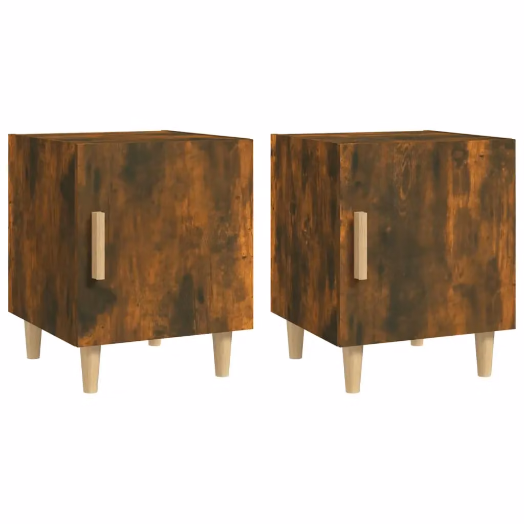 Berkfield Home Set of 2 Smoked Oak Bedside Cabinets in Brown – 2
