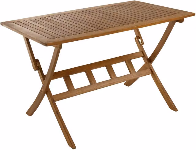 Charles Bentley Acacia Hardwood Rectangular Folding Table in Natural Brown