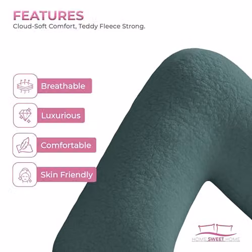 Home Sweet Home UK Teddy Fleece V Shaped Pillowcase in Blue and Petrol – 4