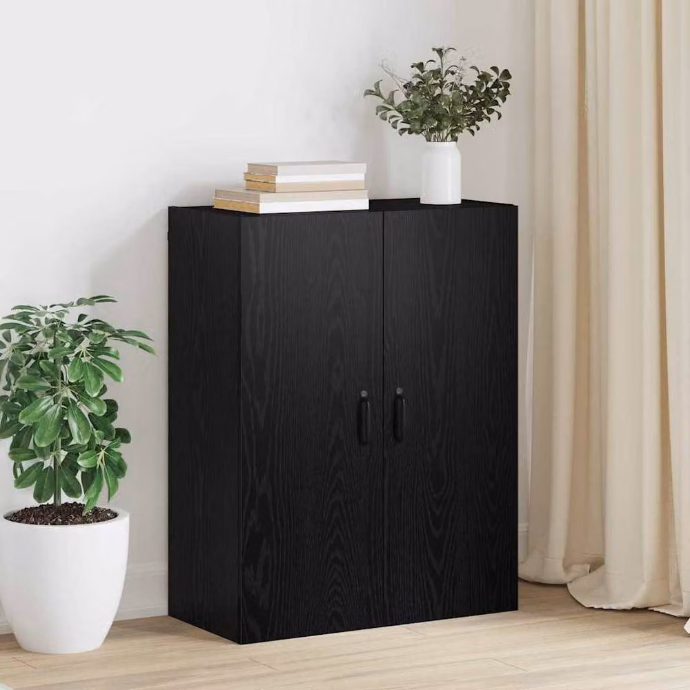 Berkfield Home Black Oak Hanging Cabinet with Hinged Doors and Internal Shelves, W/D/H: 69.5 x 34 x 90 cm – 2
