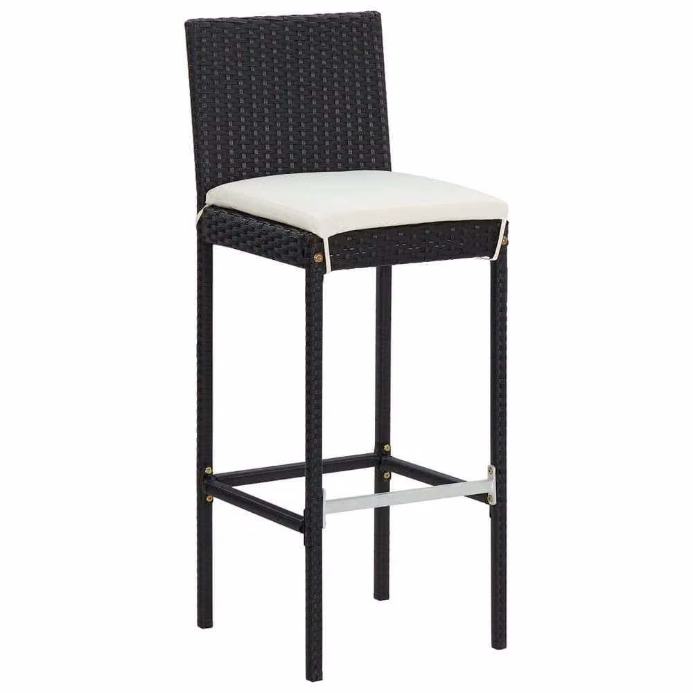 Berkfield Home Elegant 5 Piece Poly Rattan Garden Bar Set with Cushions in Black and Cream – 1