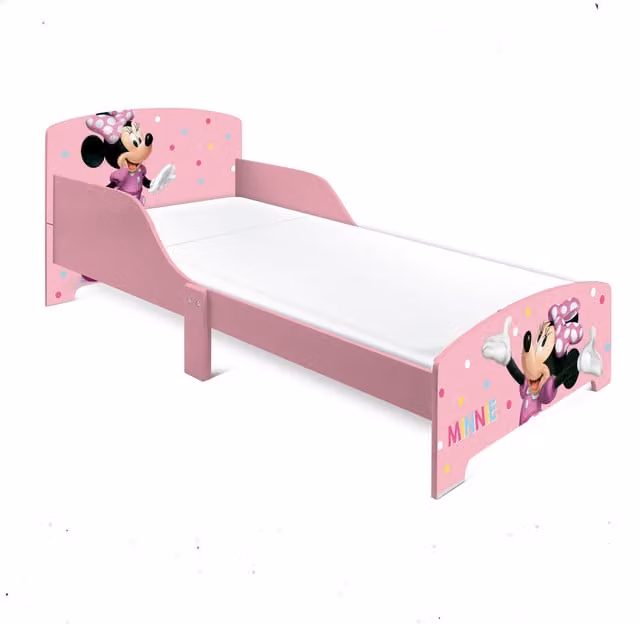 Minnie Mouse Children's Toddler Bed in Red and Pink Lacquered Wood