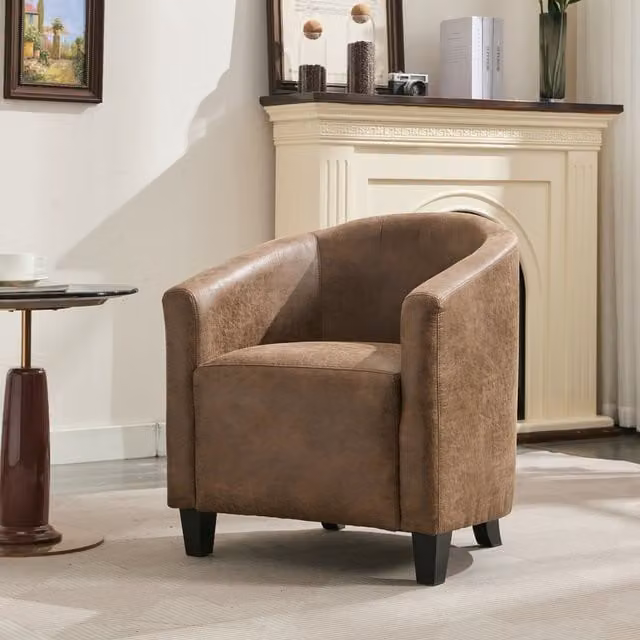 Furniture One Modern Brown Fabric Tub Chair with Armrests