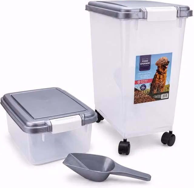 SPOT ON DEALZ Airtight Dog and Cat Food Storage Container with Scoop 3 Piece Set in Clear