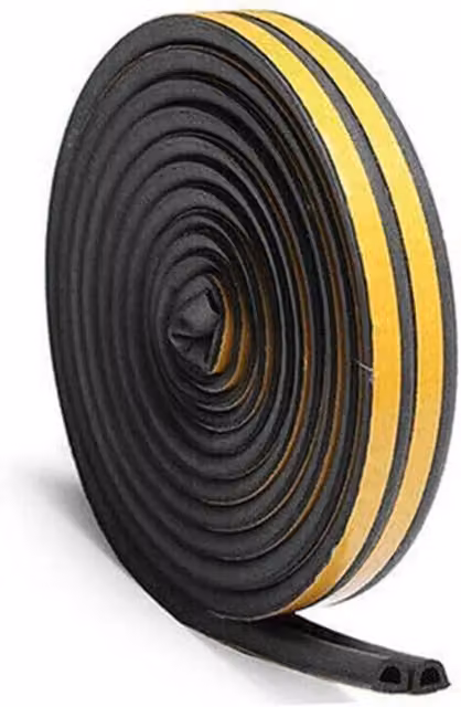 Garden Mile Black Self-Adhesive Waterproof Rubber Draught Excluder Sealant Tape, Profile D