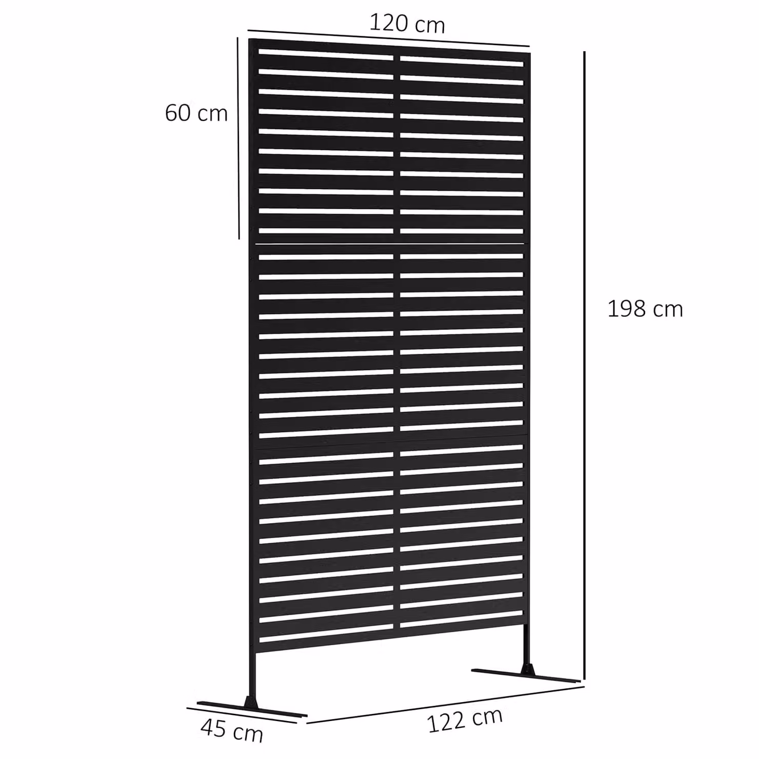 Outsunny Black Metal Decorative Privacy Fence Screen and Climbing Plant Trellis with Stand, W: 122 cm, H: 198 cm – 3