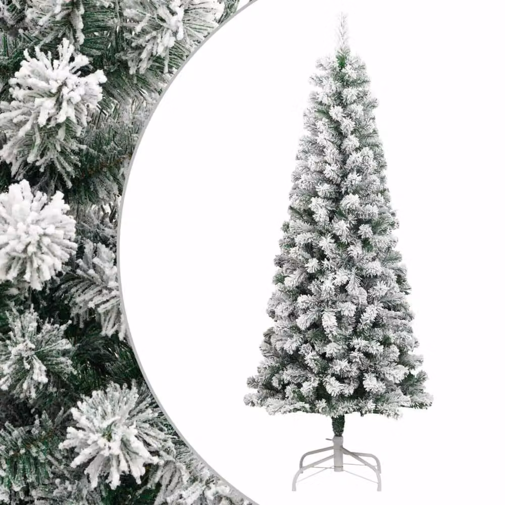Berkfield Home Beautiful Artificial Hinged Christmas Tree with Flocked Snow, Green, White and Multicolour, Height: 240 cm – 2