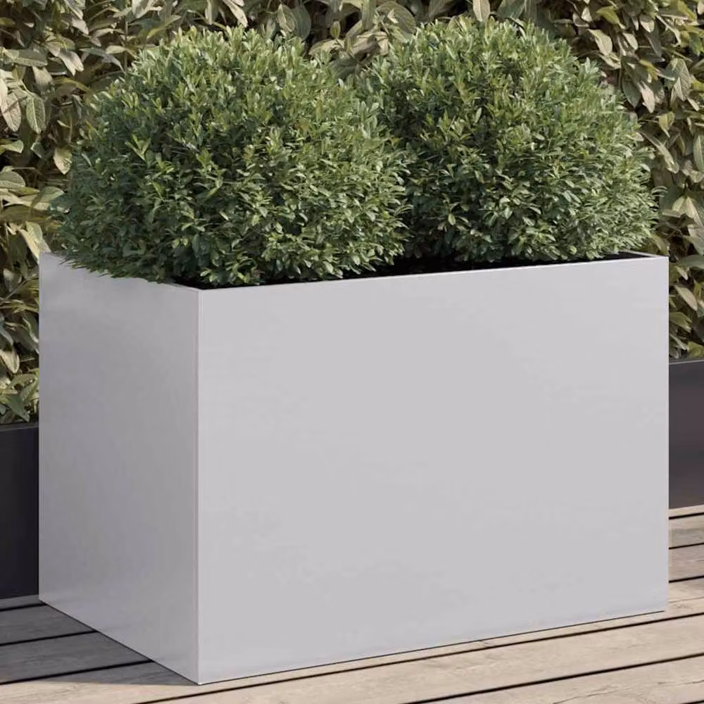 Berkfield Home Silver Galvanised Steel Ornamental Garden Planter Tub W: 62 cm, D: 40 cm, H: 39 cm – 2