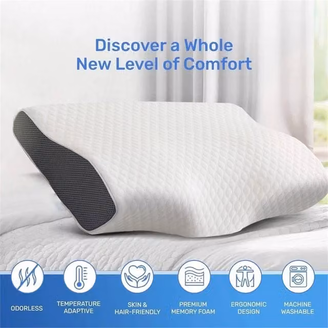 Spetlek Cooling Memory Foam Cervical Pillow for Neck Support in White, Single Size