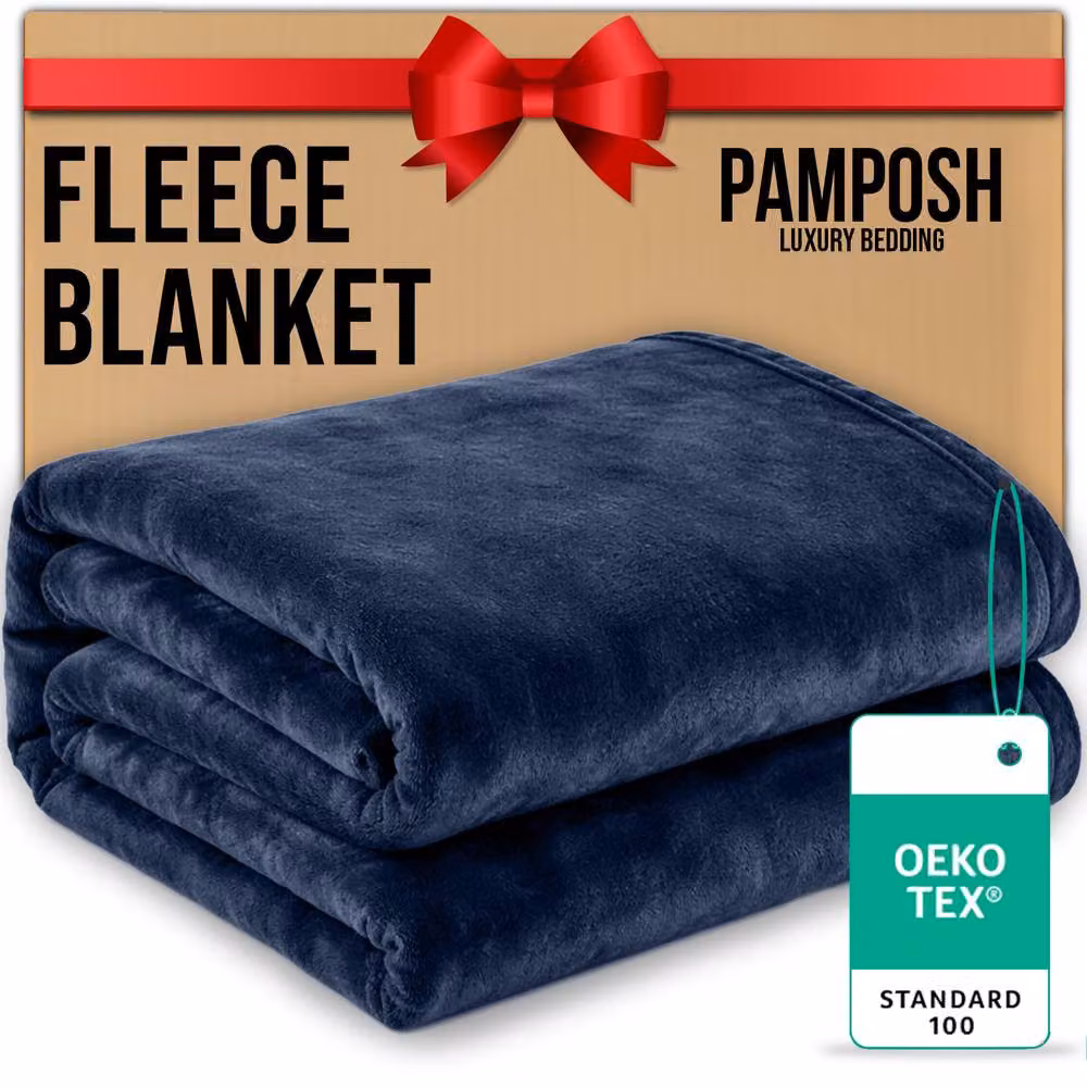Pamposh Reversible Flannel Fleece Blanket and Sofa Throw in Blue – 2